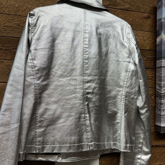 Lauren Jeans Company Ralph Lauren Metallic Silver Double-Breasted Jacket Large - Picture 6 of 8